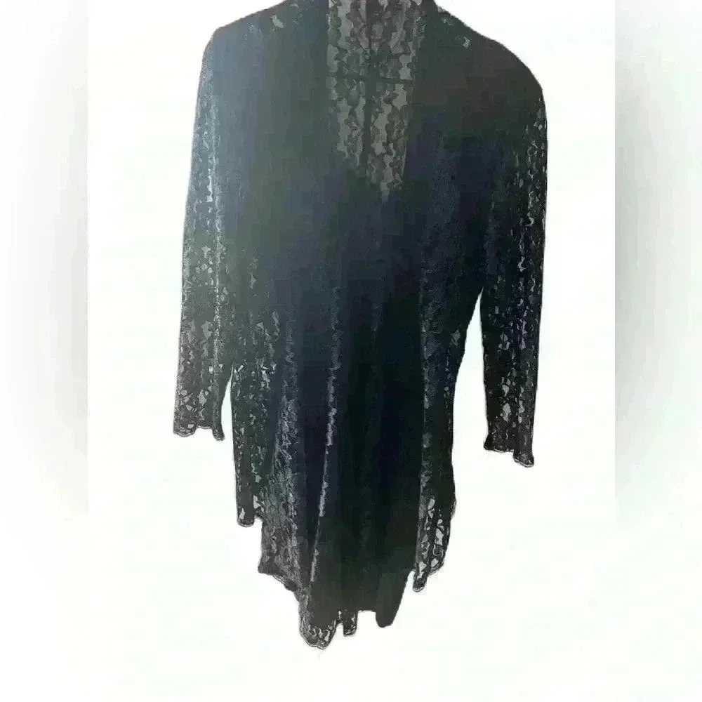 80s Black Lace, Bead, Brocade Dress and Jacket, Dollar Clothing Brand size 15 - Picture 7 of 8